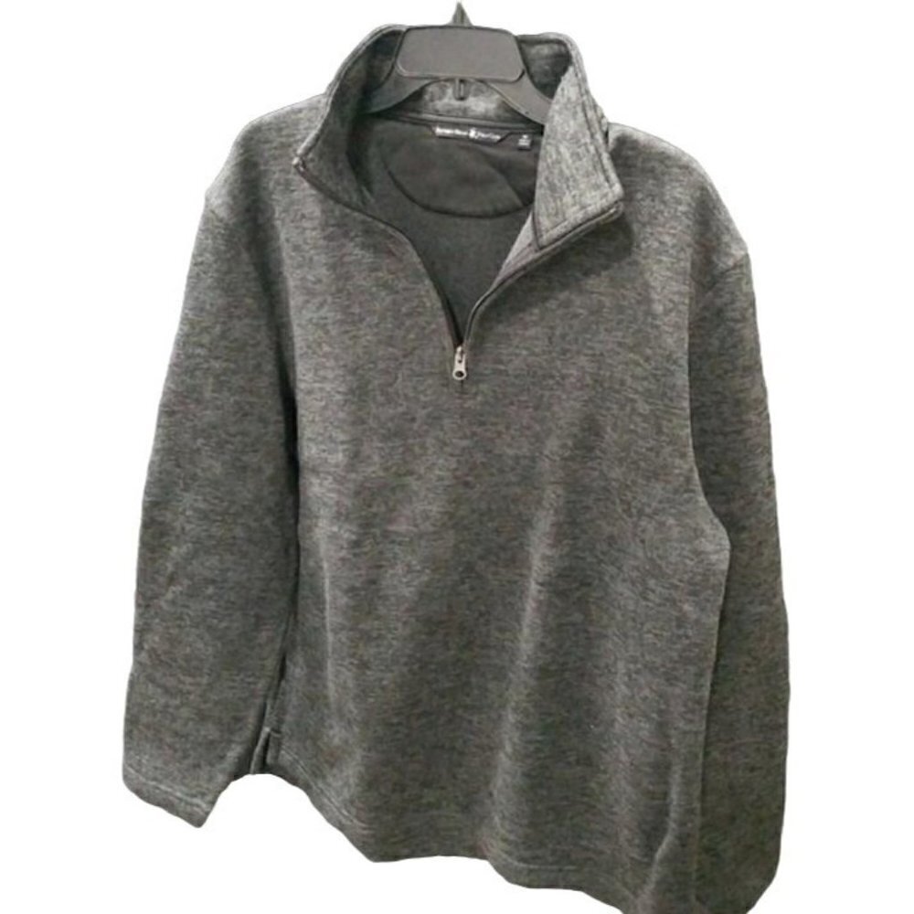 Men  Beverly Hills Polo Club Gray Quarter Zip Pullover Sweatshirt Size M